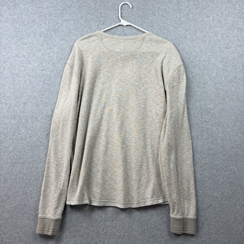 Lucky Brand Shirt Mens XL Oatmeal Gray Henley Long‎ Sleeve Knit Vintage Style - Picture 5 of 10